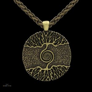 collier viking arbre de vie Yggdrasil or bronze, cadeau homme