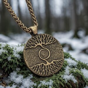 collier viking arbre de vie Yggdrasil or, cadeau