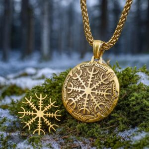 collier viking bouclier Aegishjalmur aimanté, cadeau