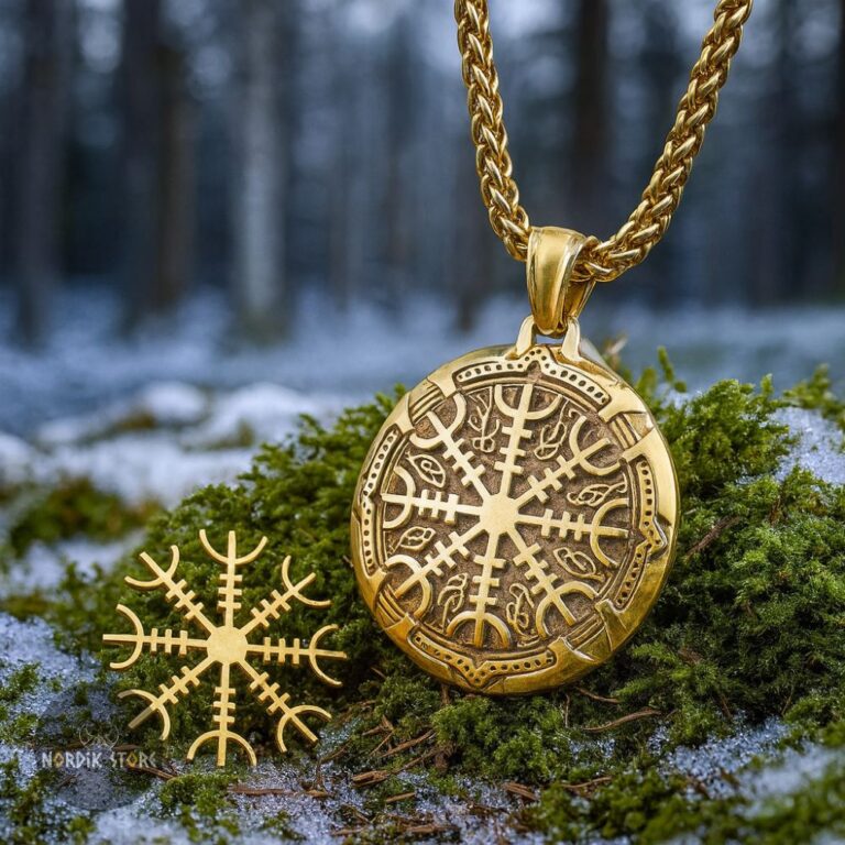 collier viking bouclier Aegishjalmur aimanté, cadeau