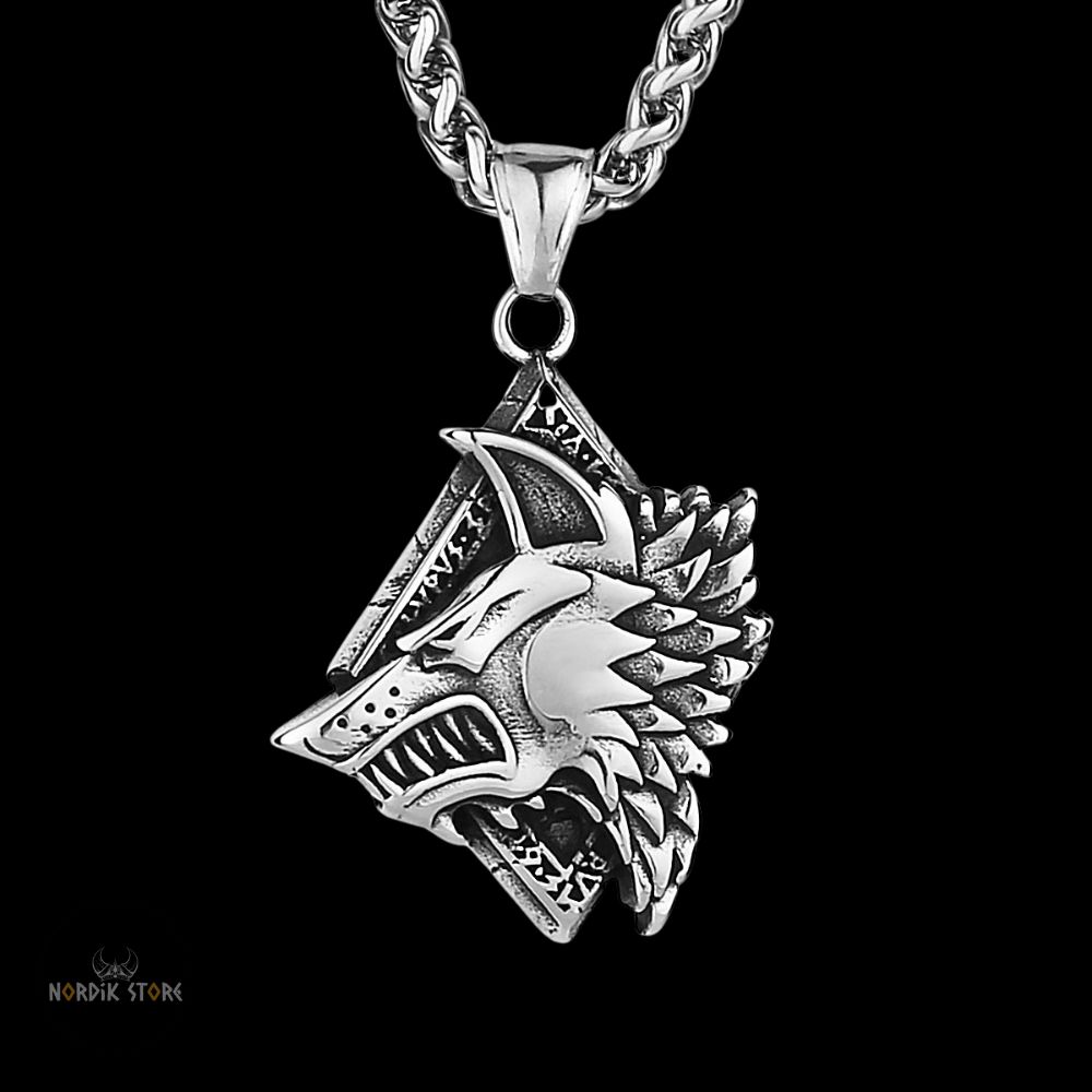 collier viking les crocs de Fenrir en acier, cadeau homme