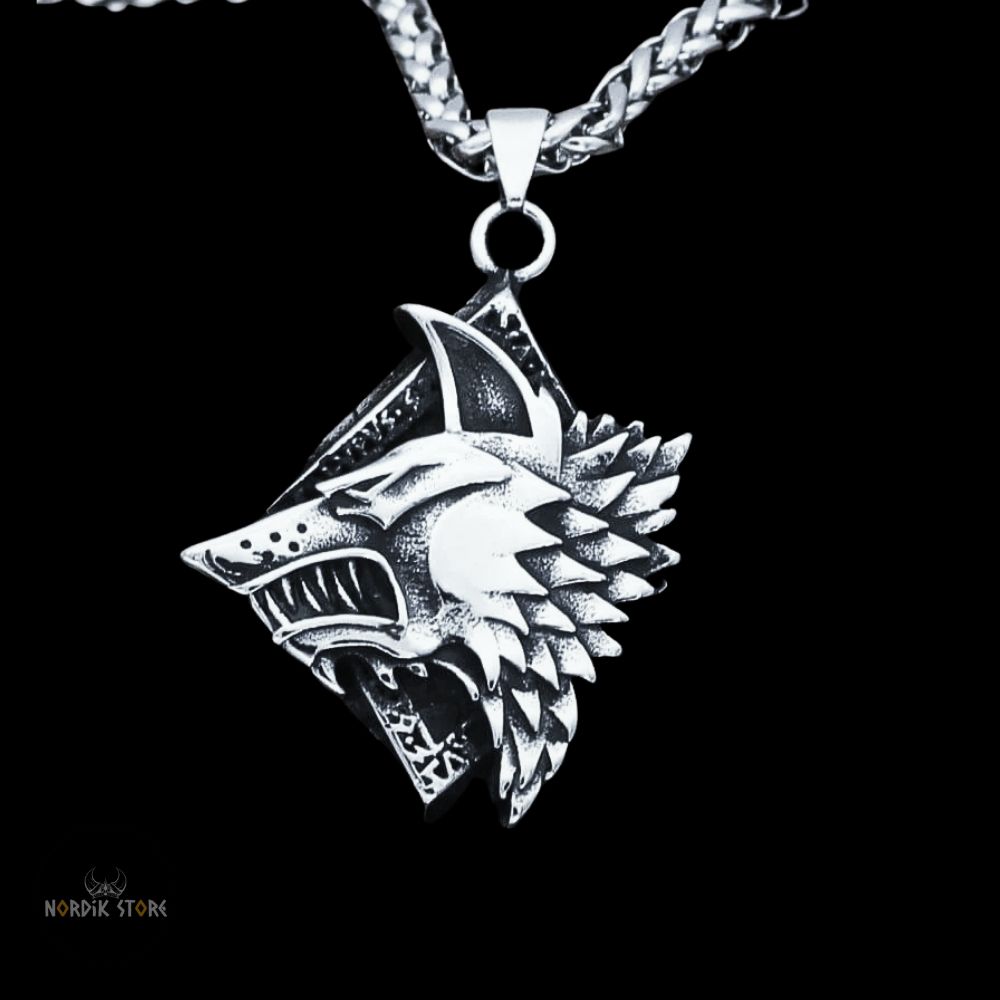 collier viking les crocs de Fenrir en acier, cadeau
