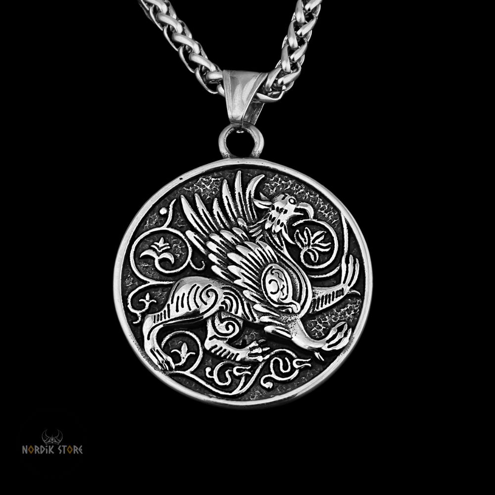collier viking Dragon Nidhogg en acier, cadeau homme
