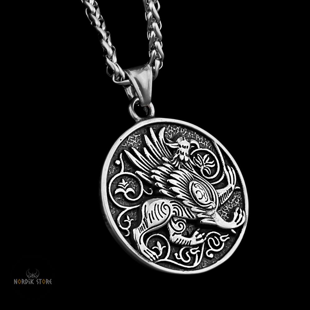 collier viking Dragon Nidhogg en acier, cadeau