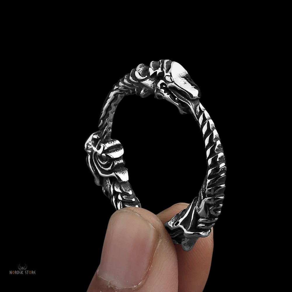 collier viking dragon Ouroboros acier, cadeau homme