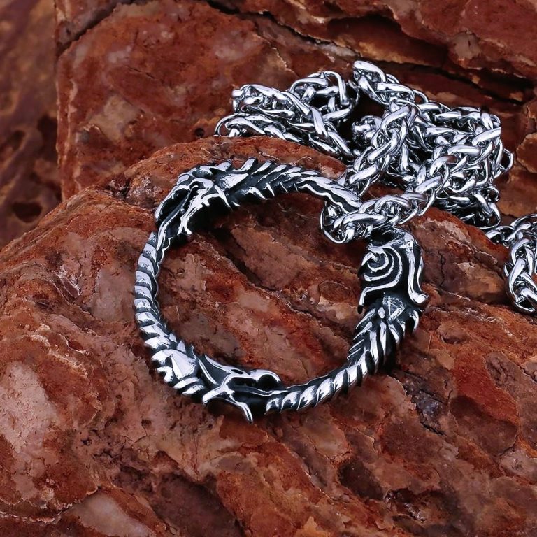 Collier viking dragon serpent Ouroboros