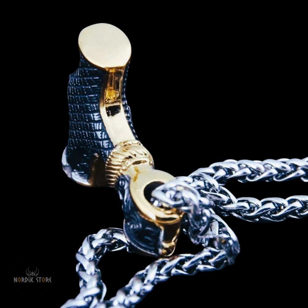 collier viking foudre de Mjöllnir de Thor en acier argent or, cadeau homme
