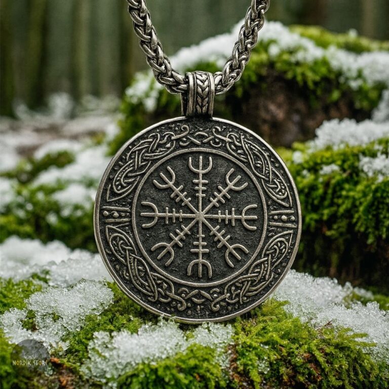 collier viking Heaume de Awe en acier argent, cadeau