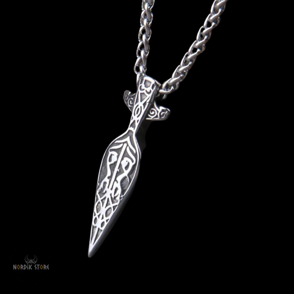 Collier viking lance Gungnir Odin en acier, cadeau