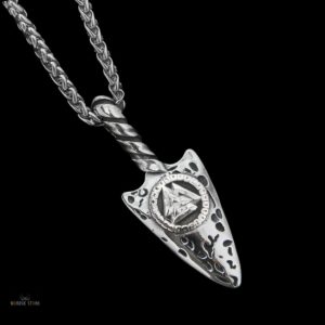 collier viking la Lance Valknut en acier argent, cadeau