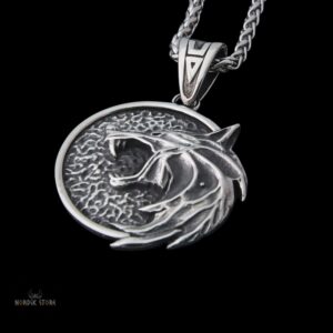 collier viking Loup Vánargand en acier argent, cadeau