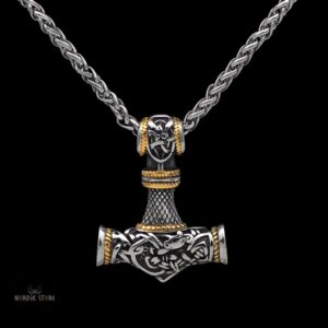 collier viking la magie de Thor en acier argent or, cadeau