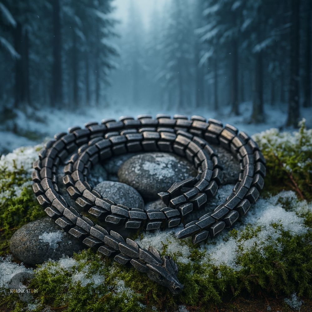 collier viking Nidhogg en acier noir, cadeau homme