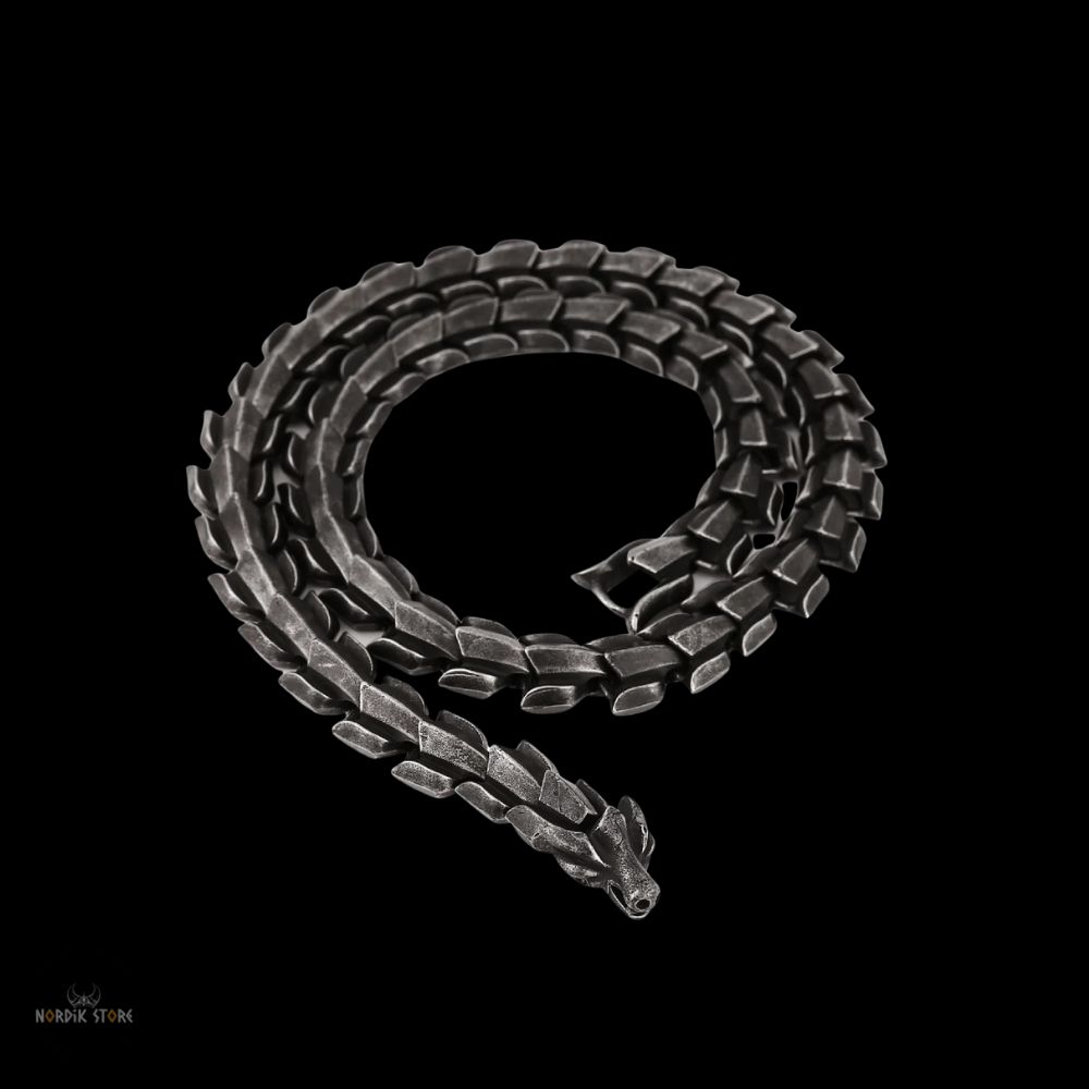 collier viking Nidhogg en acier noir, cadeau