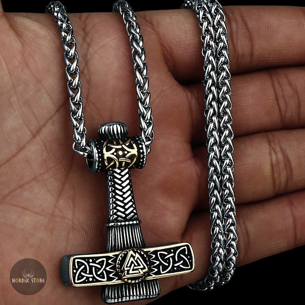 collier Valknut Marteau de Thor argent, cadeau homme et femme