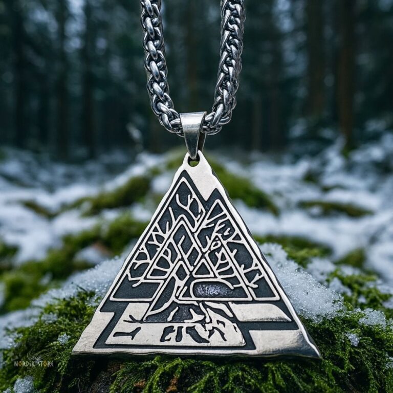 Collier viking Valknut et arbre de vie Yggdrasil argent, cadeau