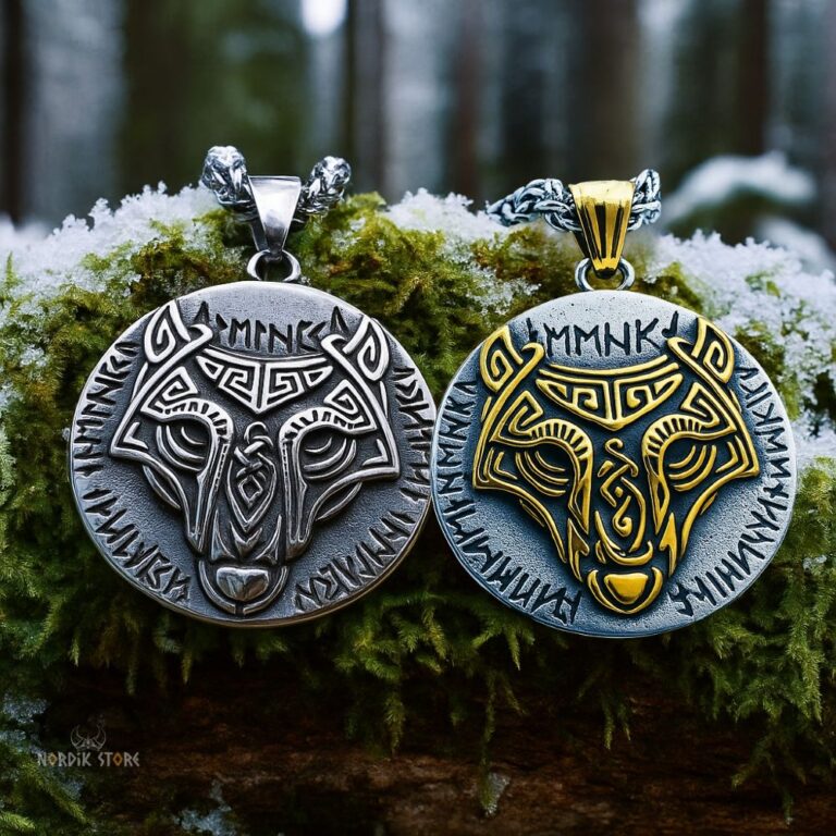 colliers viking runes et loup, cadeaux