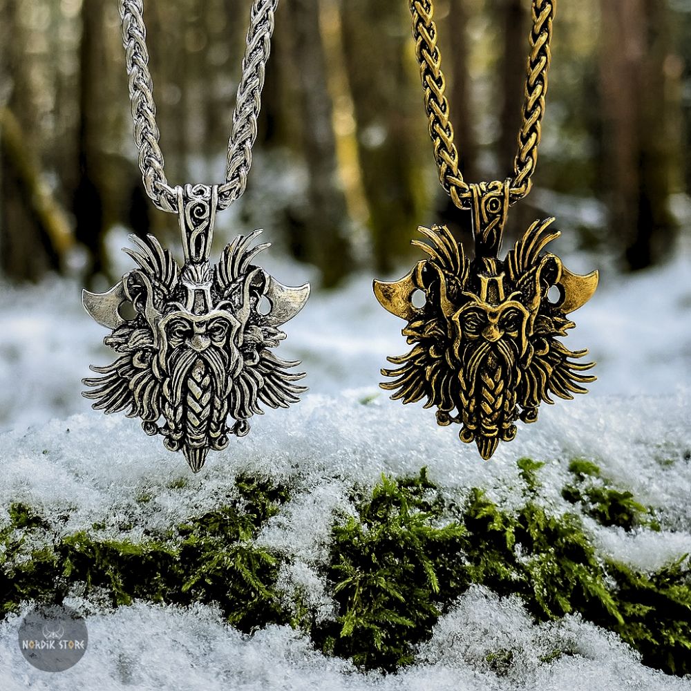 colliers vikings Odin argent et or, cadeaux homme