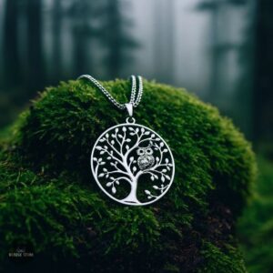 amulette celtique hibou et arbre de vie, cadeau