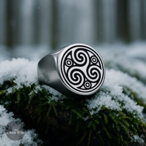 bague celte Triskèle en acier argent, cadeau