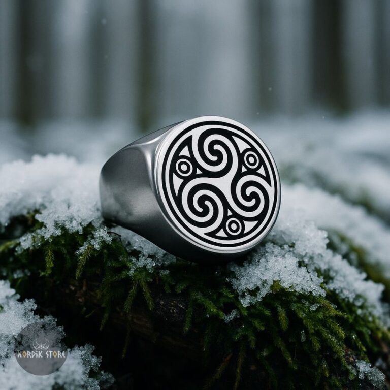 bague celte Triskèle en acier argent, cadeau