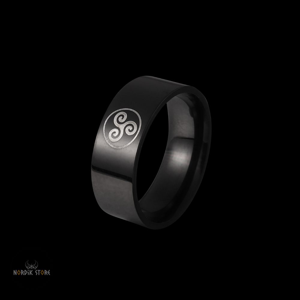 bague celte Triskell noir, cadeau