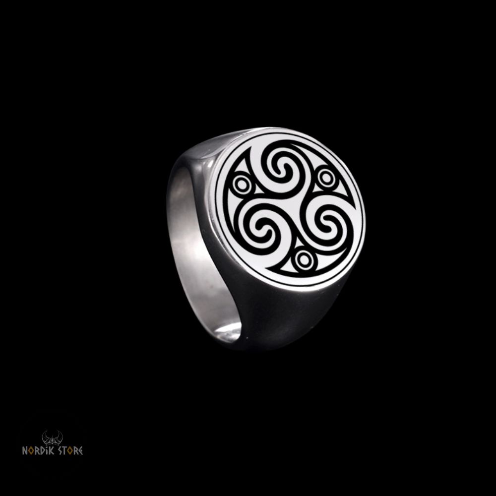 bague celtique Triskèle en acier argent, cadeau