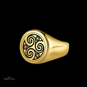 bague celtique Triskèle en acier or, cadeau