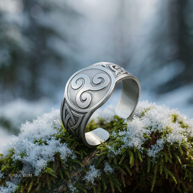 bague celtique Triskelion en acier, cadeau