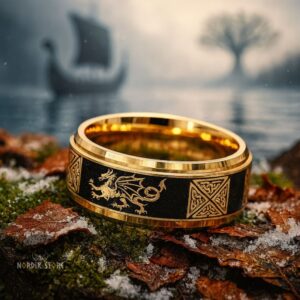 Bague dragon celtique, cadeau homme