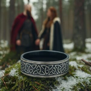 bague noeuds celtiques Triquetra en acier, cadeau homme, femme et ados
