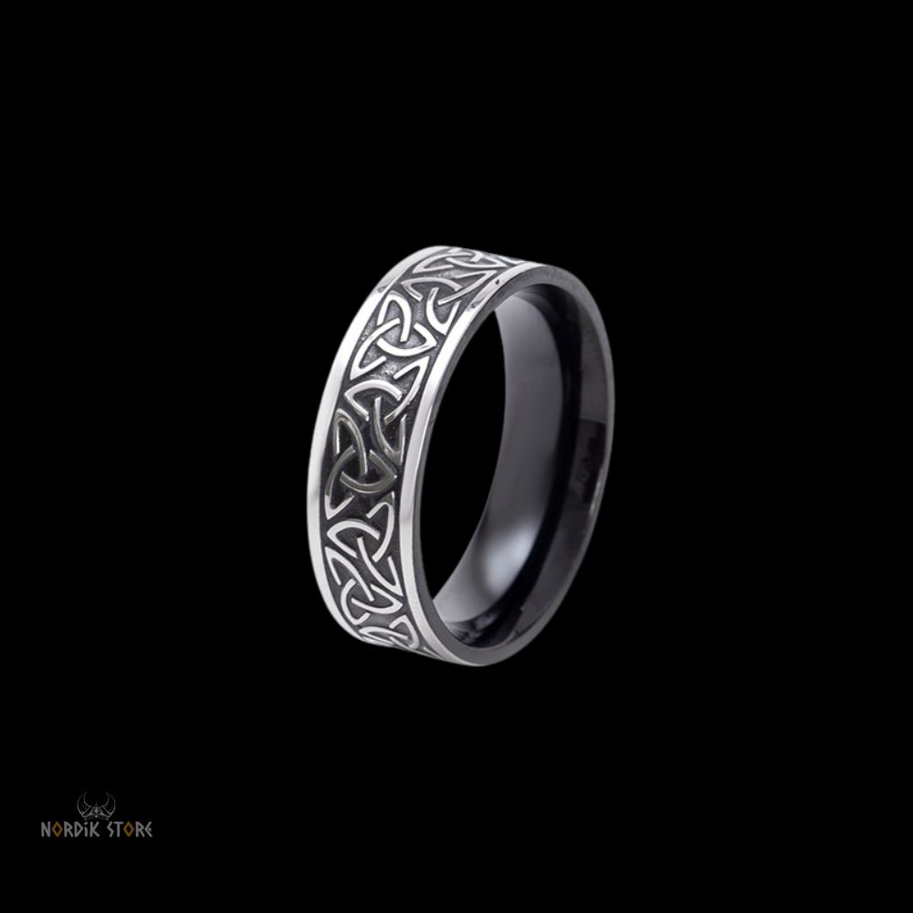 bague noeuds celtiques Triquetra en acier, cadeau