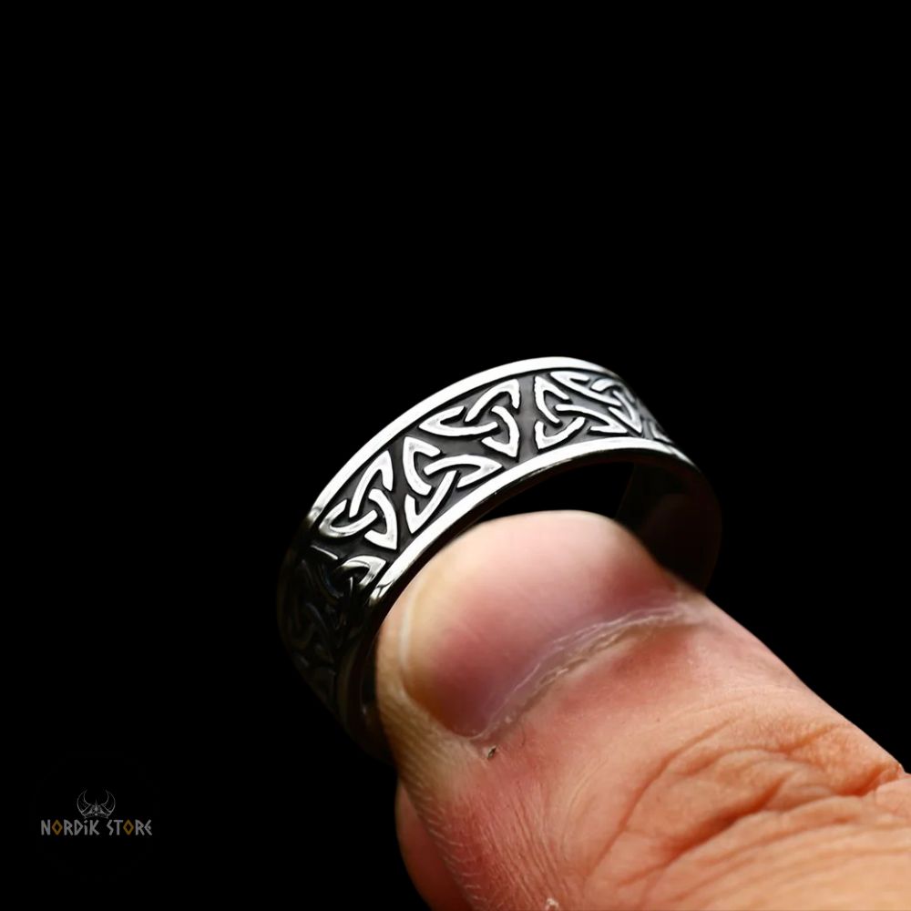 bague noeuds celtiques Triquetra, cadeau homme et femme