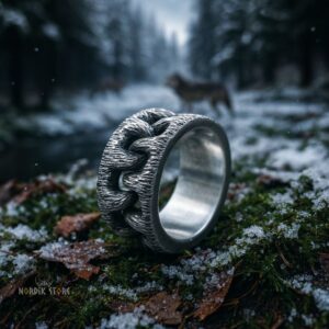 bague viking les crocs des loups en acier, cadeau homme et ados