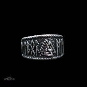 bague viking runes Valknut en acier, cadeau