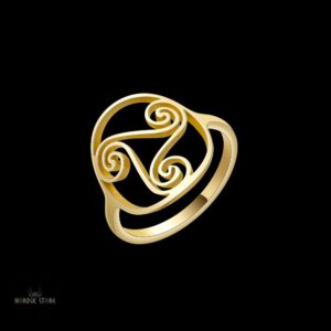 bague viking Triskèle en acier or, cadeau