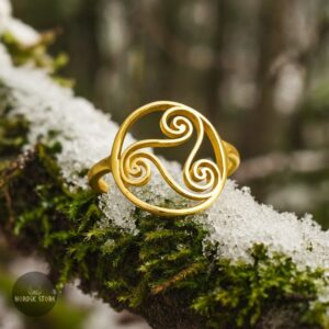 bague viking Triskèle en acier or, cadeau femme ou homme