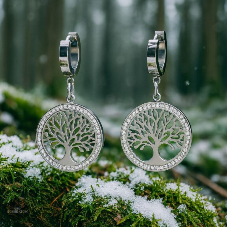 boucles d’oreilles Arbre de Vie Lagertha argent, cadeau