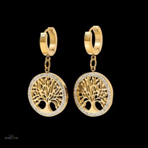 boucles d’oreilles Arbre de Vie Lagertha or, cadeau femme