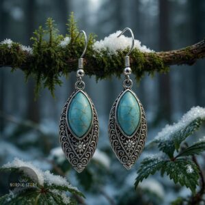 boucles d'oreilles celtiques Boadicée turquoise, cadeau femme
