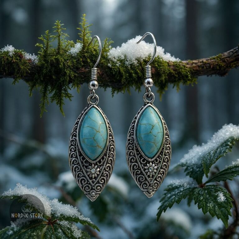 boucles d'oreilles celtiques Boadicée turquoise, cadeau femme