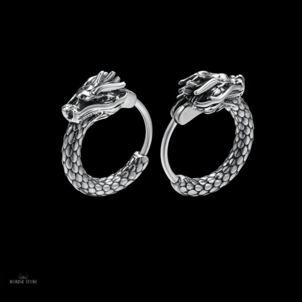boucles d’oreilles dragon Ouroboros en acier, cadeau homme et femme
