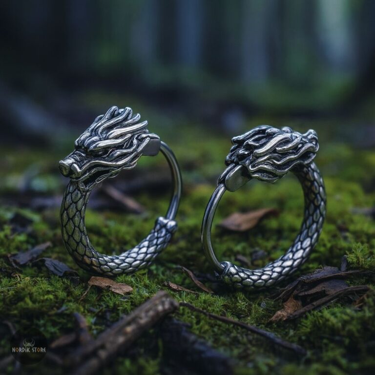 boucles d’oreilles dragon Ouroboros, cadeau
