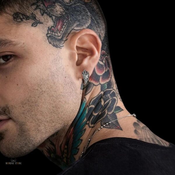 boucles d’oreilles dragon Ouroboros en acier, cadeau homme femme et ados