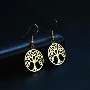 Boucles d’oreilles à pendentifs arbre de vie or