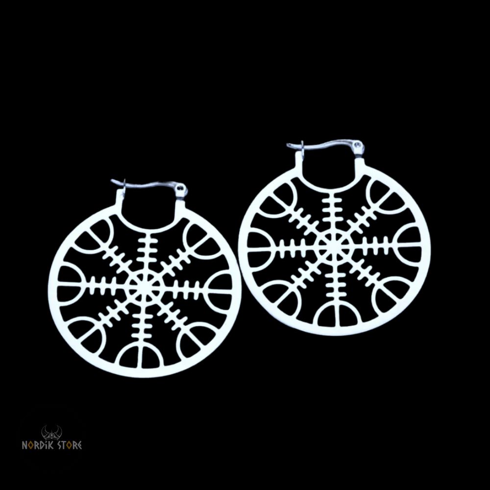 boucles d'oreilles viking aegishjalmur argent, cadeau