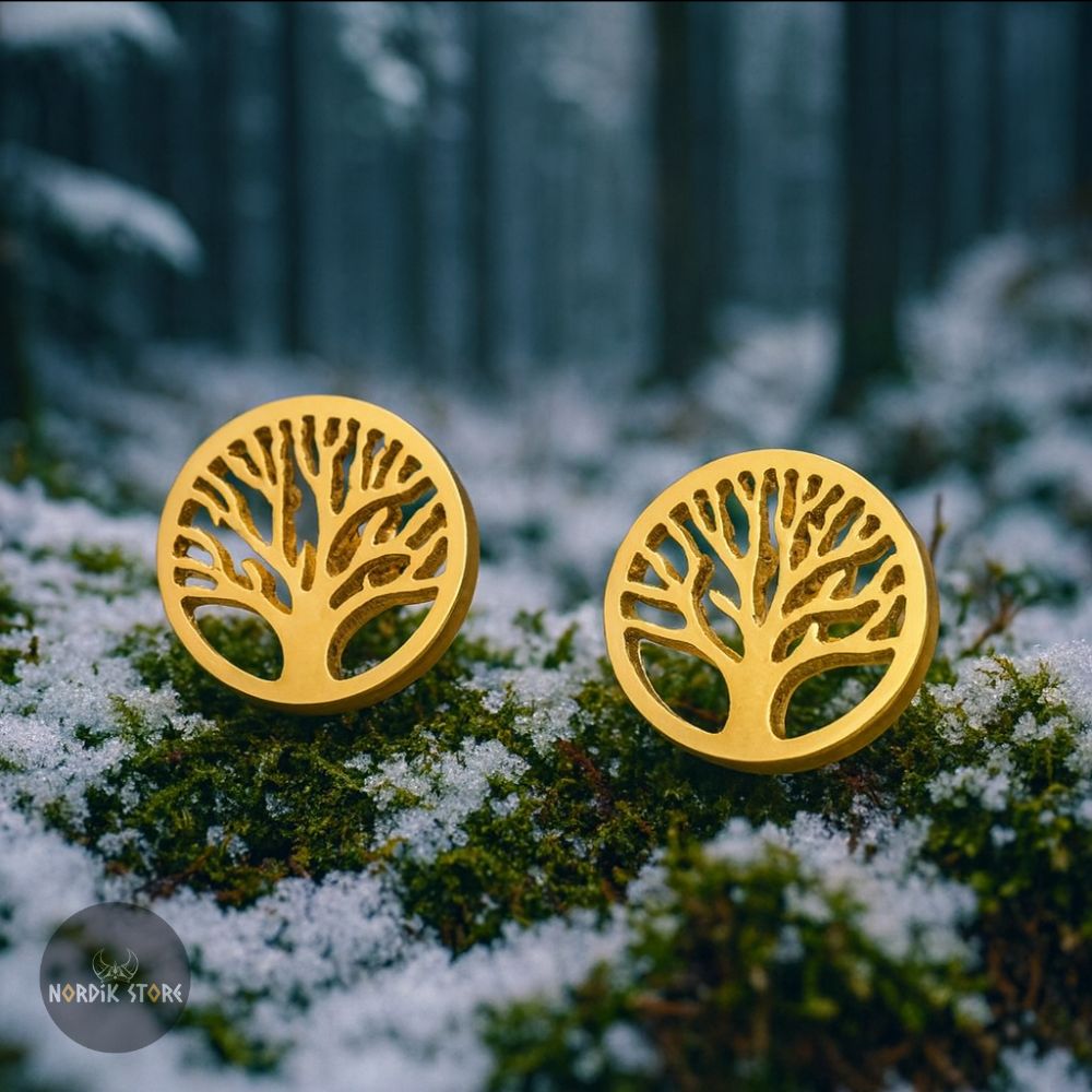 boucles d'oreilles viking arbre des 9 mondes, cadeau