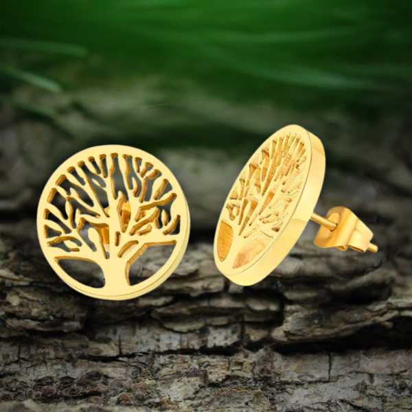 Boucles d’oreilles viking arbre des 9 mondes or
