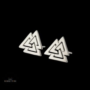 boucles d'oreilles Viking Valknut en acier argent, cadeau homme et femme