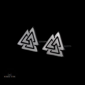 boucles d'oreilles Viking Valknut en acier noir, cadeau homme et femme